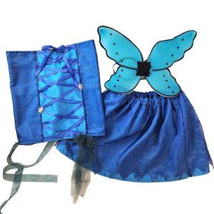 Adult Plus Size Shimmery Blue Fairy Halloween Cosplay Costume w/Wings - Handmade